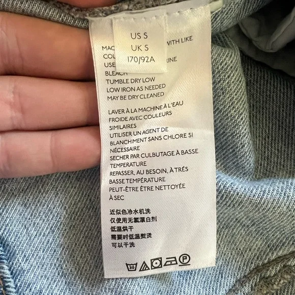 Free People Mia Long Puff Sleeved Light Wash Denim Mini Dress - Size Small - Picture 9 of 10